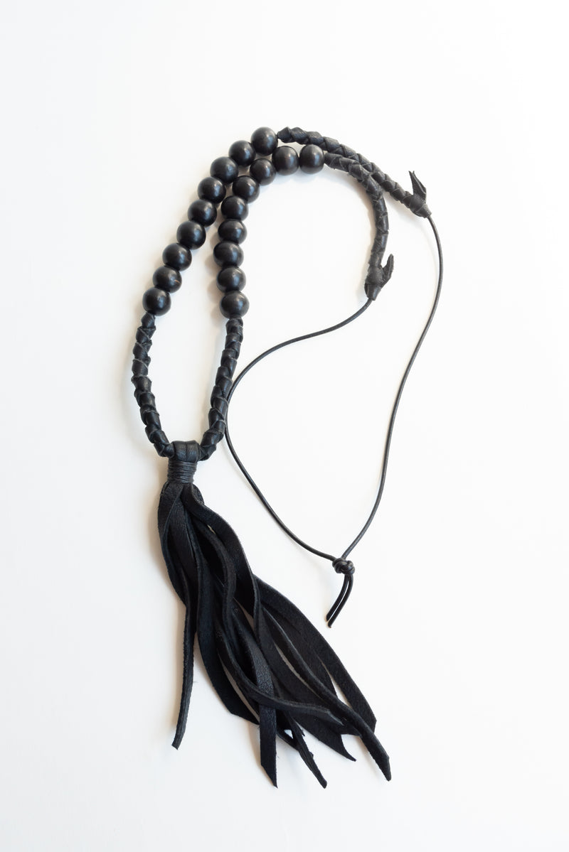 Wooden Beaded Necklace in Black