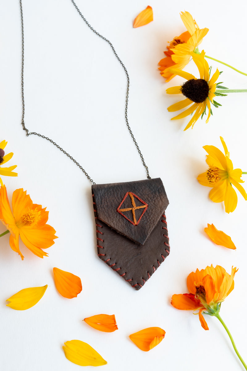 Leather talisman necklace