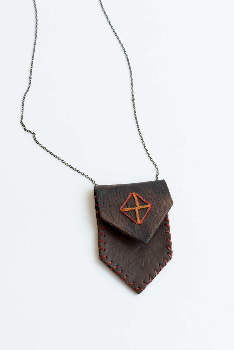 Leather talisman necklace