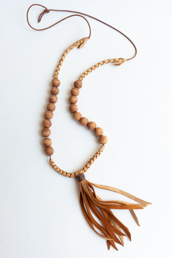 Wooden Beaded Necklace in Brown