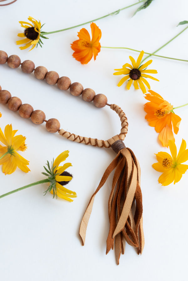 Wooden Beaded Necklace in Brown