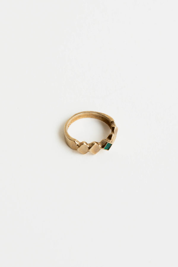 Renee Frances Harlequin Ring with Green Agate