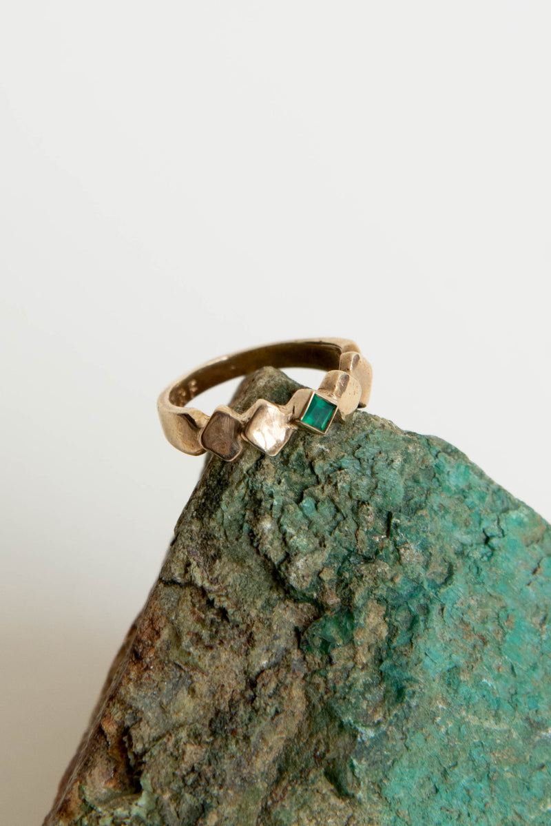 Renee Frances Harlequin Ring with Green Agate