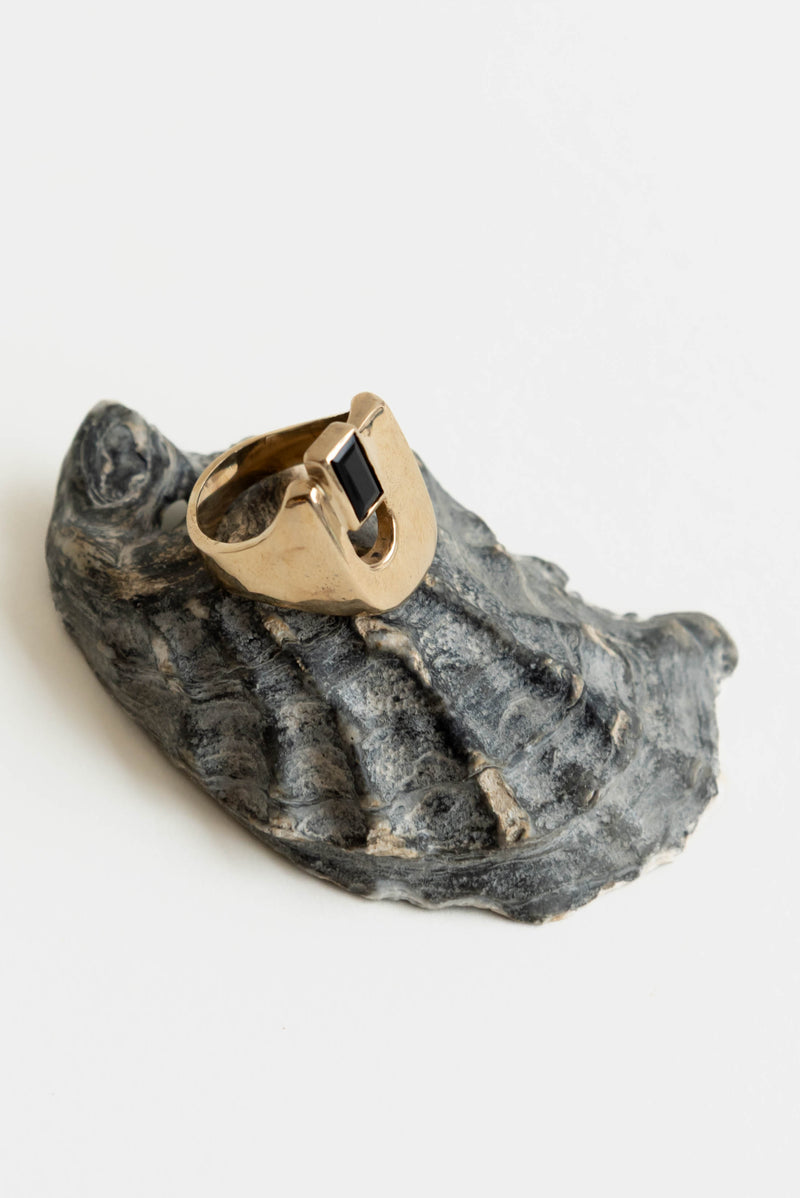 Renee Frances Keyhole Ring with Onyx