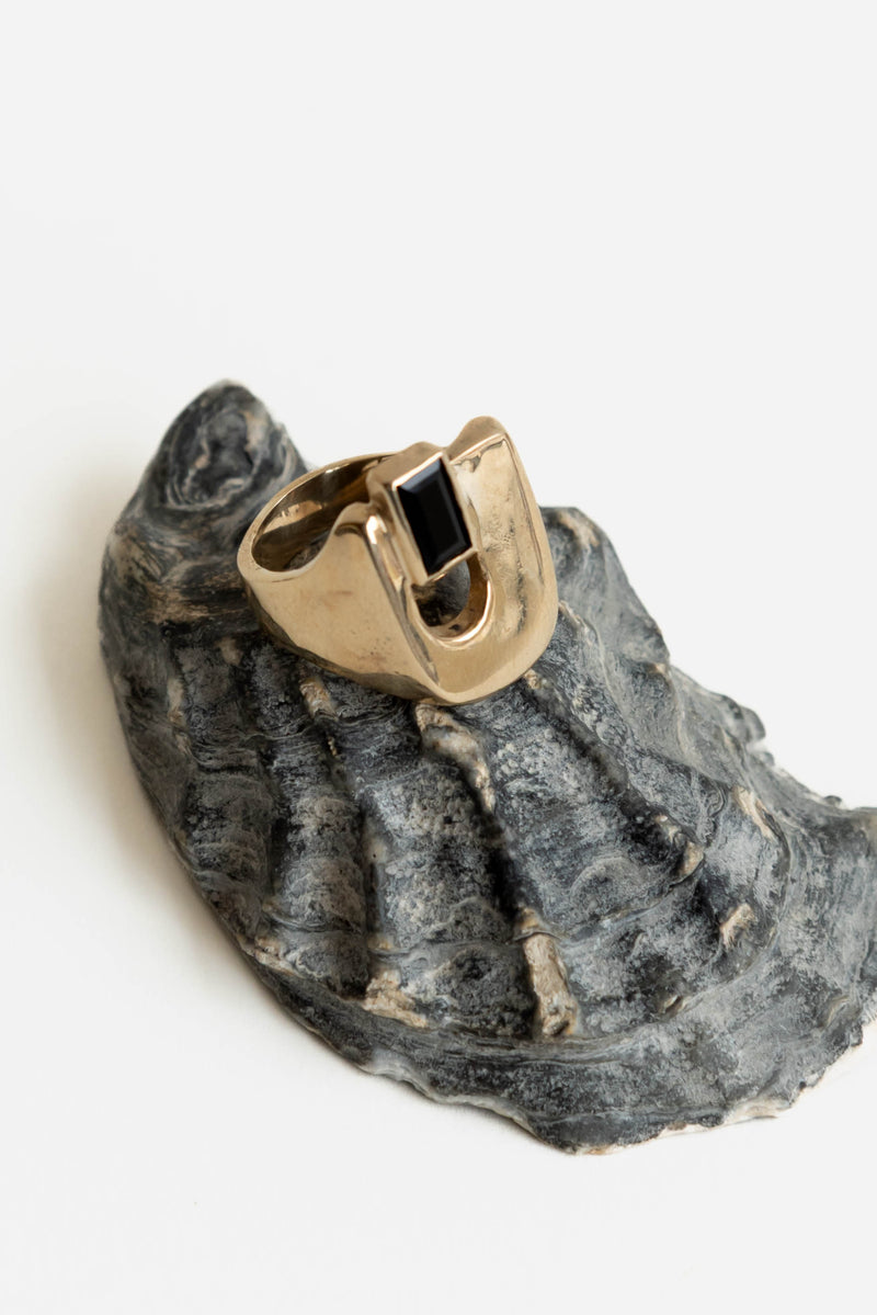 Renee Frances Keyhole Ring with Onyx