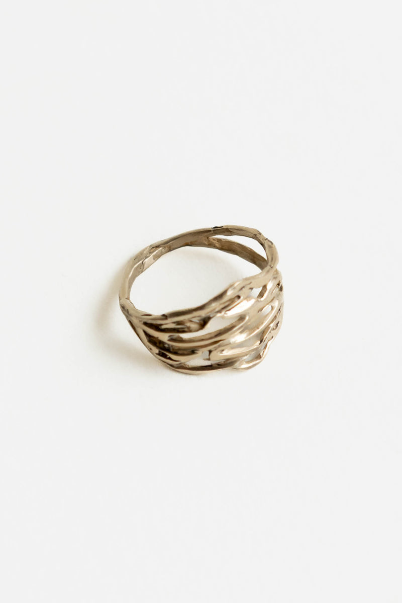Renee Frances Double Leaf Ring in Brass