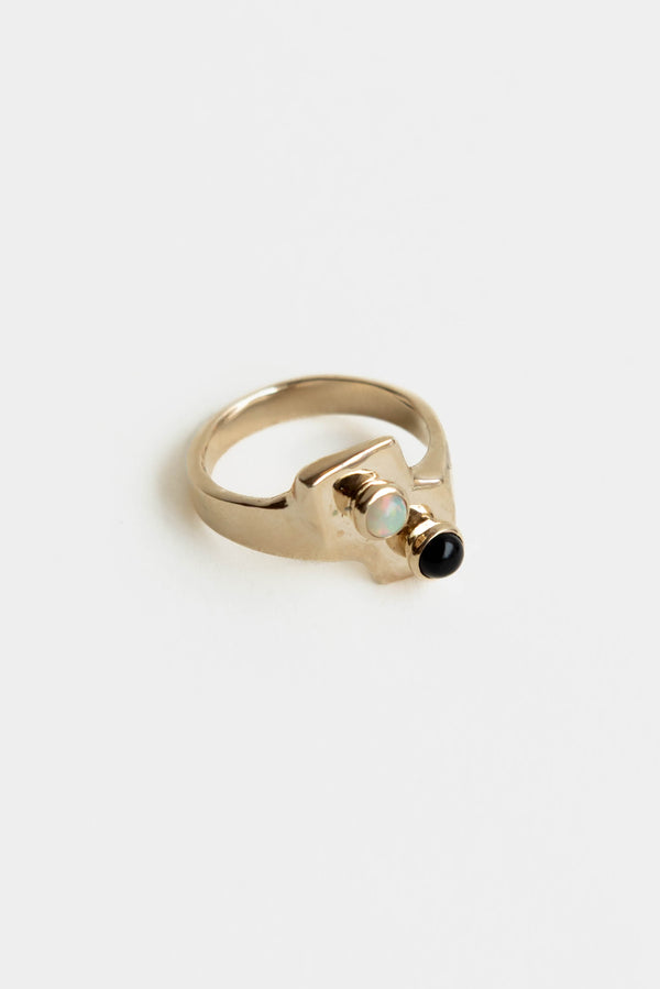 Renee Frances Brutalist Ring with Onyx