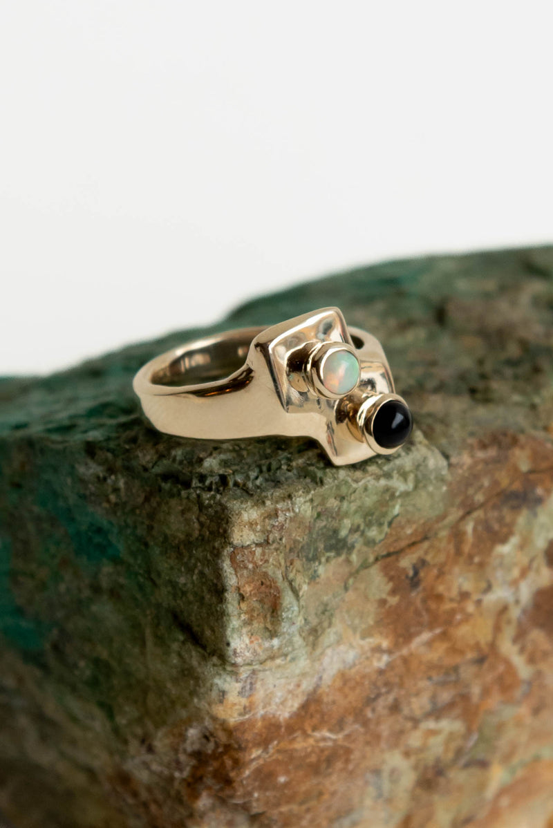 Renee Frances Brutalist Ring with Onyx