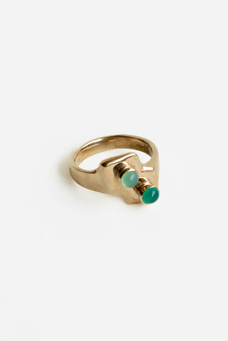 Renee Frances Brutalist Ring in Brass