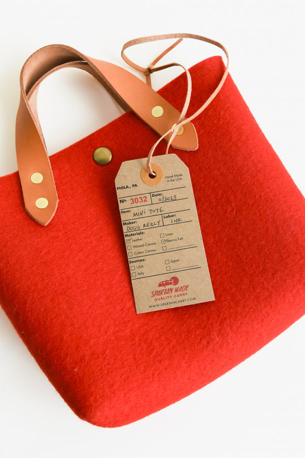 Spartan Made Mini Tote in Red Felt