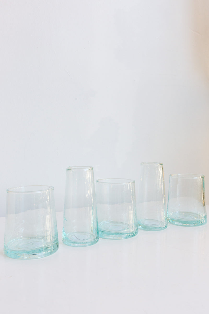 A lineup of glasses from Verve Culture Moroccan Glassware