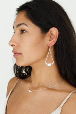 Textured sterling silver dangling crescents earrings