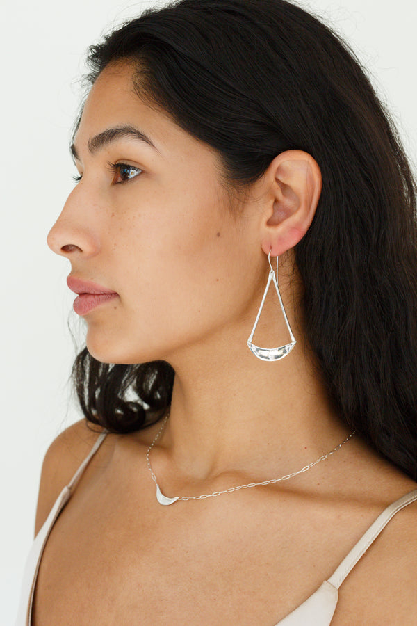 Moon + Arrow Crescent Earrings in Sterling silver