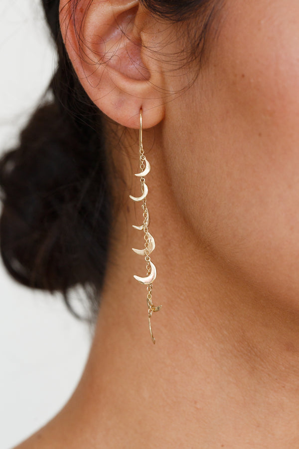 Moon + Arrow 10KT Gold Chandelier Earrings