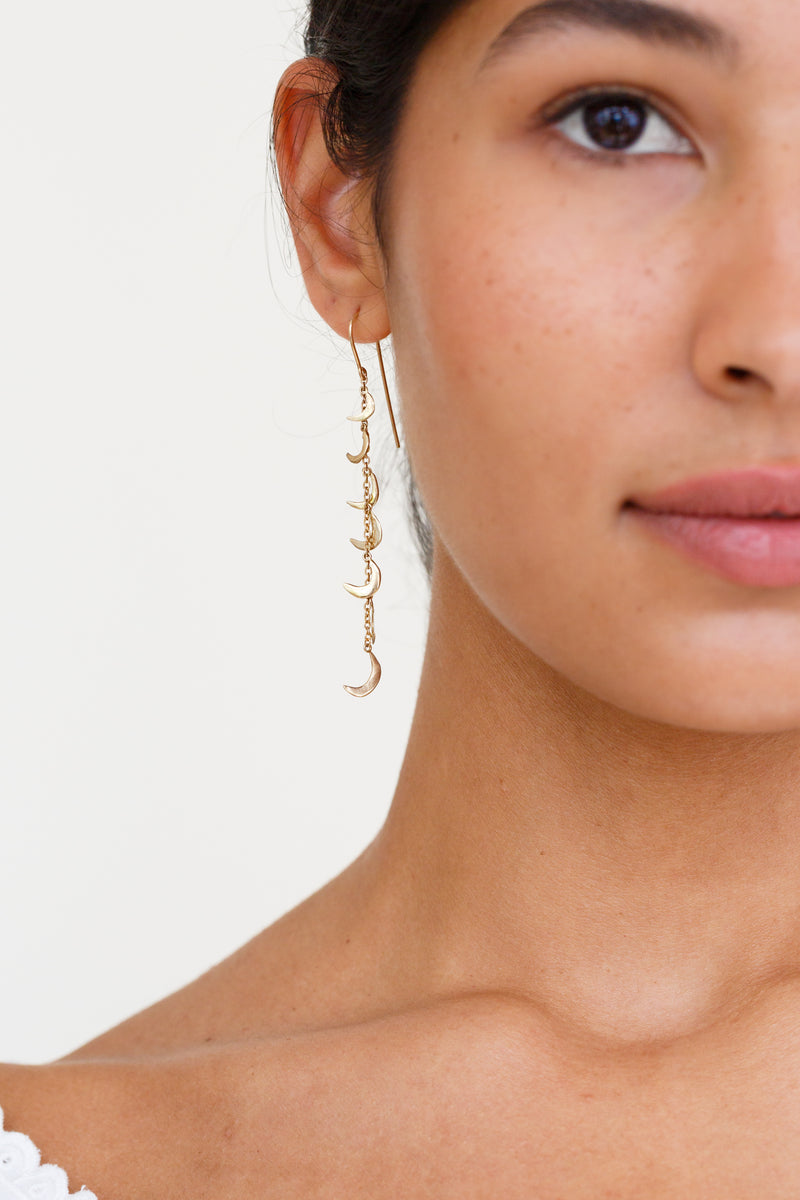 Moon + Arrow 10KT Gold Chandelier Earrings