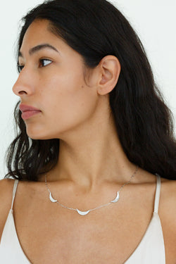 Moon + Arrow Crescent Phases necklace in Sterling Silver