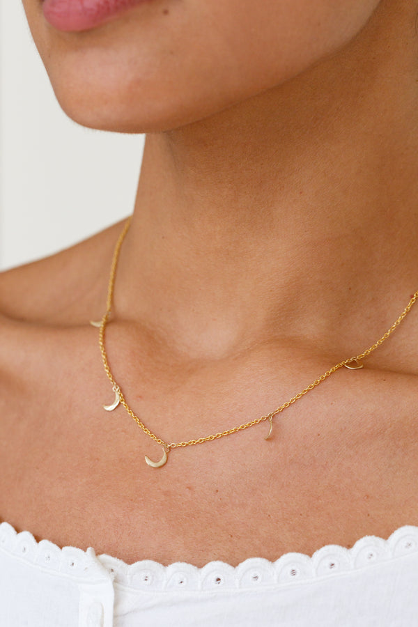 Moon + Arrow 10KT Gold Five Moons Necklace