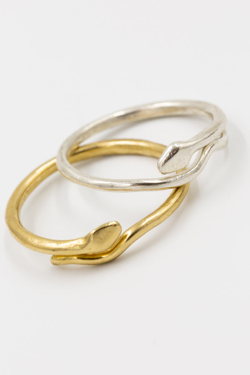 Delicate Amanda Hunt River Snake Ring, hand cast in bronze and sterling sliver 