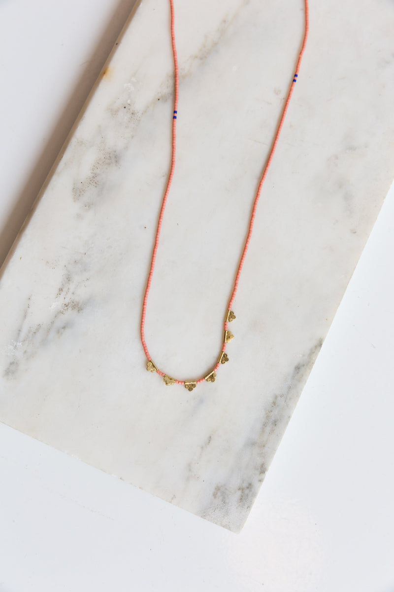 Orange Satomi Lucky Loop Glass Beaded Necklace