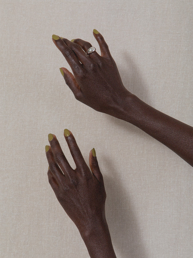 Green-yellow nails painted with JHannah nail polish