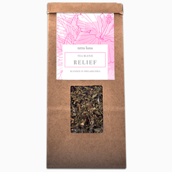 A bag of Relief herbal tea from Terra Luna