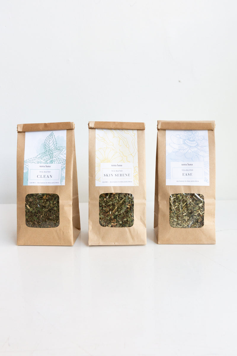 Bags of Terra Luna herbal tea blend