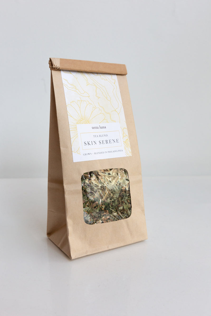 A bag of Skin Serene herbal tea from Terra Luna
