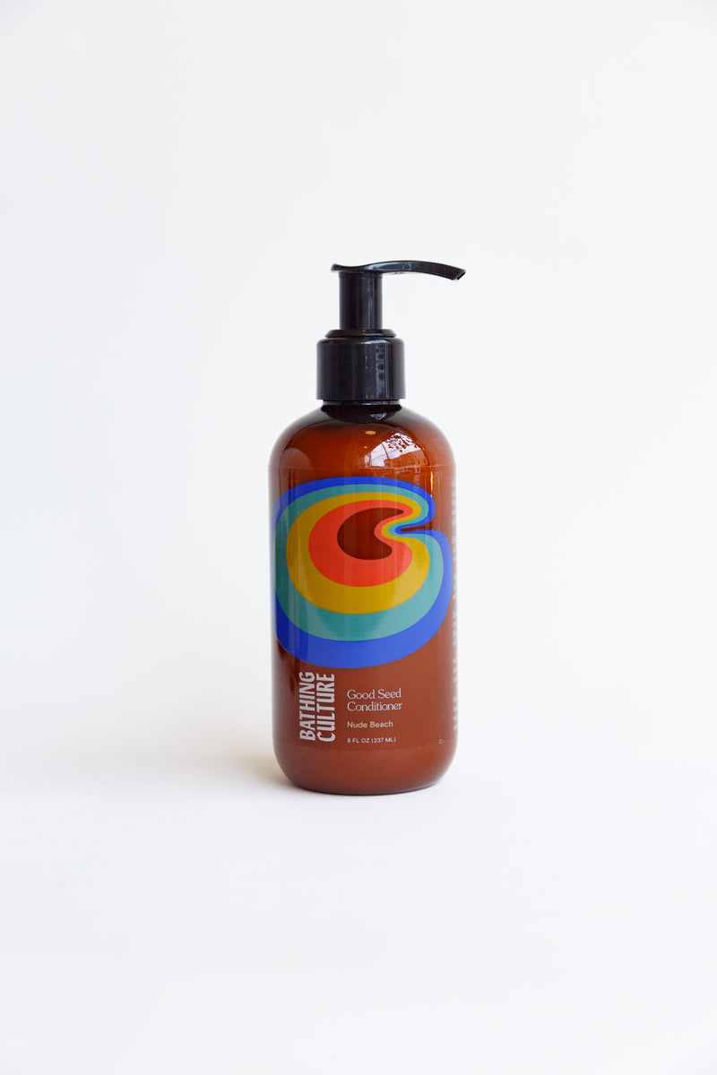 A bottle of Bathing Culture Good Seed Conditioner