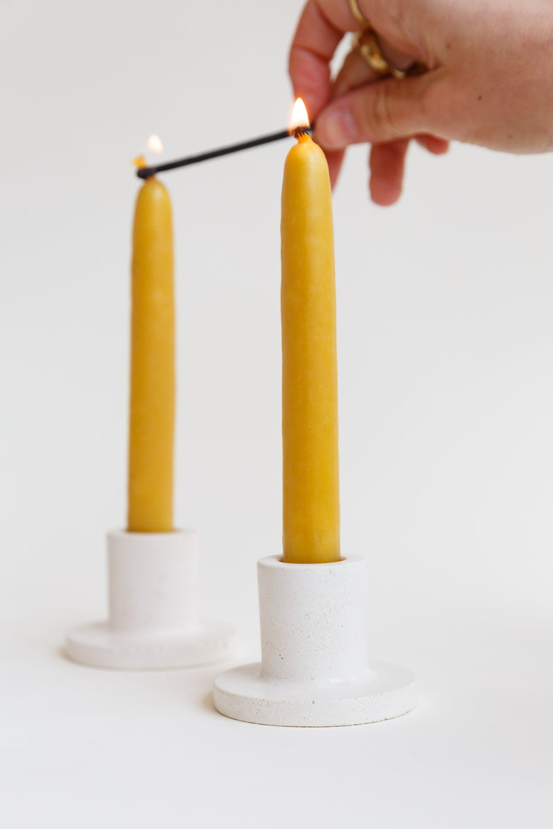Two Casa Amarosa Minimalist Style Concrete Candle Holders
