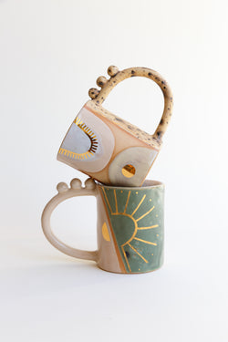 Curious clay Balance Ball Mugs with gold luster