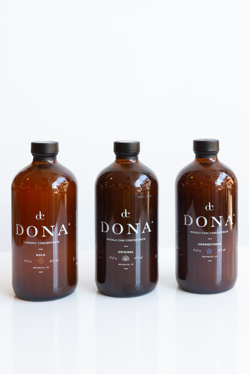 bottles of Dona Masala Chai Concentrate