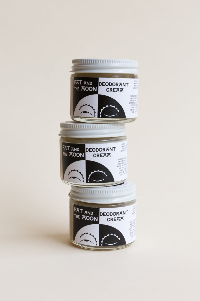 Jars of Fat and the Moon Deoderant Cream, an aluminum-FREE deodorant with coconut oil and baking soda base makes for a bacteria-checking dynamic duo
