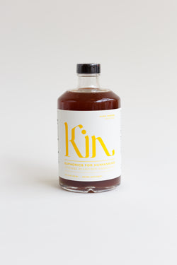 A bottle of Kin Euphorics, a non-alcoholic, functional beverage, designed using ingredients that nourish mind and body