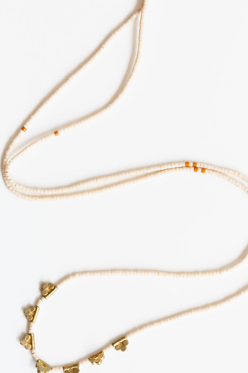 Beige Satomi Lucky Loop Glass Beaded Necklace