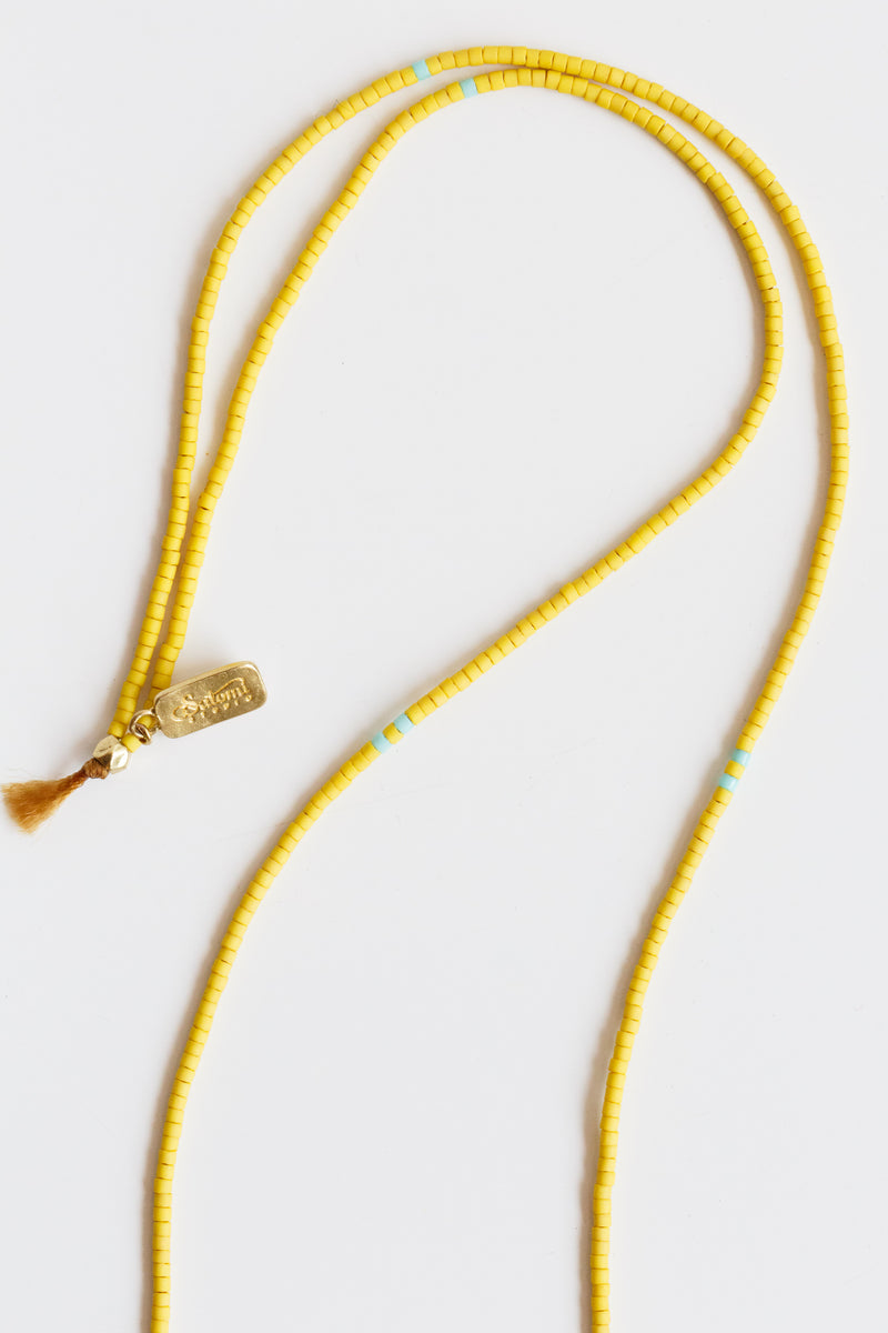Yellow Satomi Lucky Loop Glass Beaded Necklace