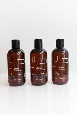 Bottles of Maude Shine Lubricant, a 100% natural, organic and ultra-hydrating lubricant