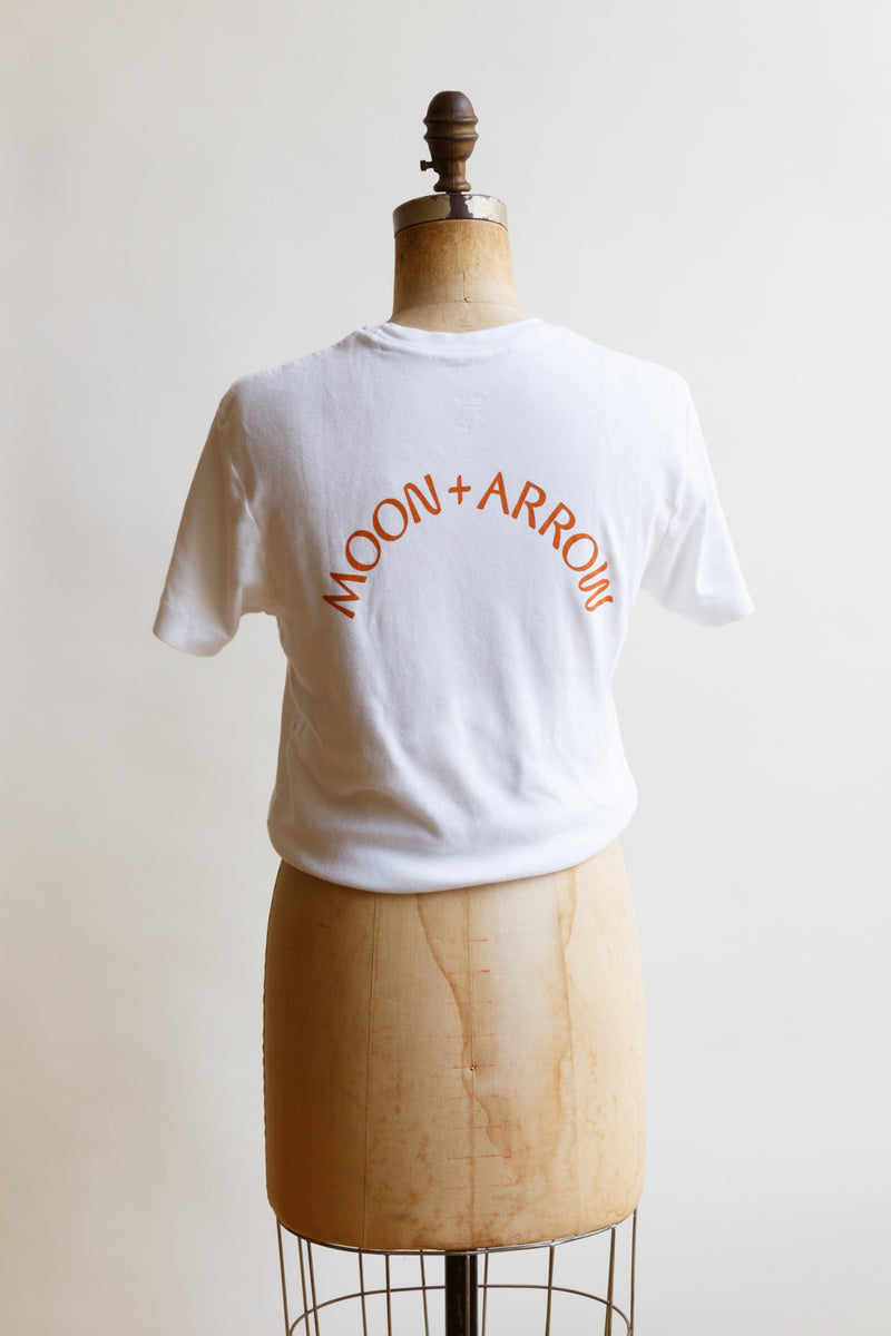 Moon+Arrow's fall equinox crew neck t-shirt on display on a mannequin