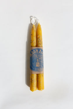Yellow Moon Dips Floral Taper Candles