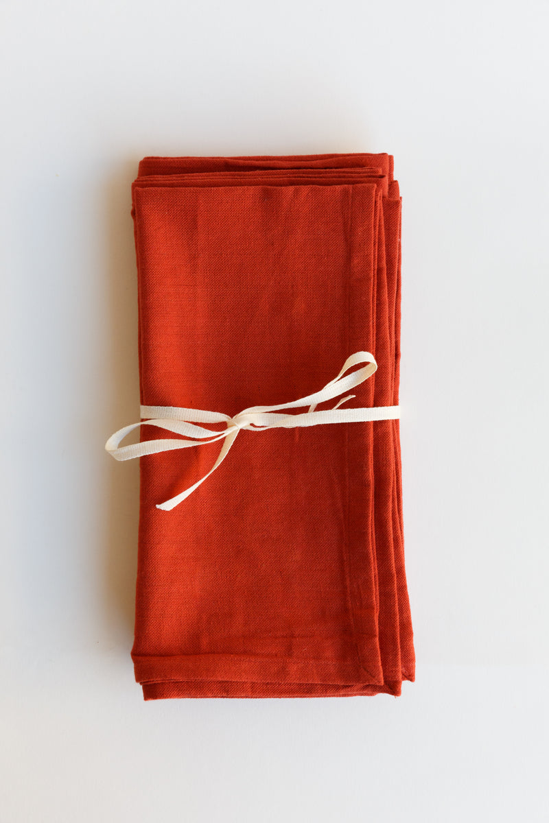 Red Natural Habitat solid napkin set handmade with 100% organic cotton using traditional craft techniques