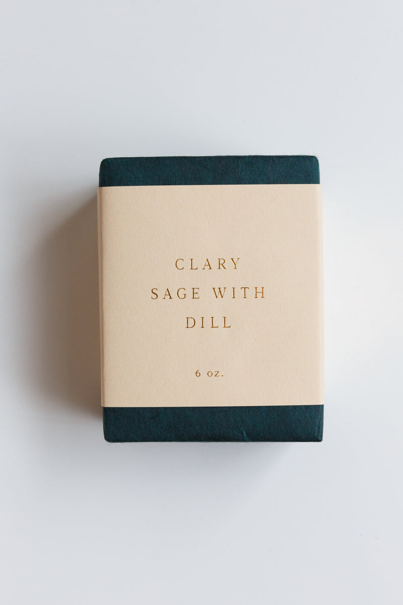 A bar of Saipua clary sage with dill soap
