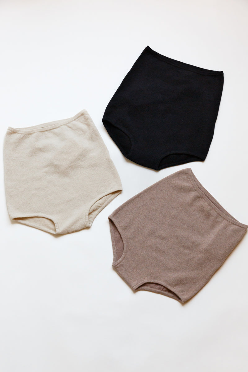 A collection of different colored cotton silk high-waisted bikini panties