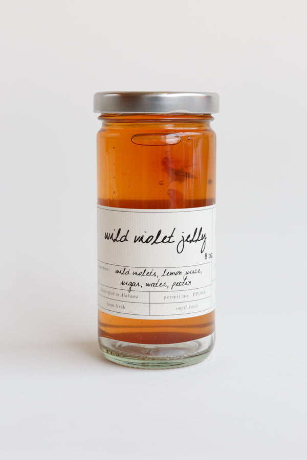 A jar of Stone Hollow Farmstead Wild Violet Jelly
