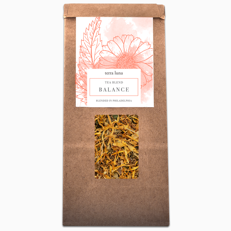 A bag of Balance herbal tea from Terra Luna