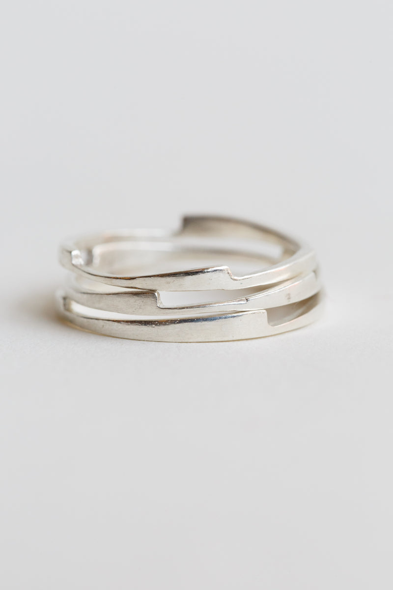 T.Kahres Jewelry Silver razor stack rings