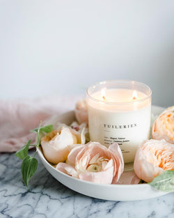 A jar of Tuileries scented candle from the Brooklyn Candle Studio Escapist Collection