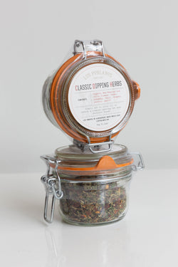 Jars of Los Poblanos Classic Dipping Herbs in Le Parfait Jar
