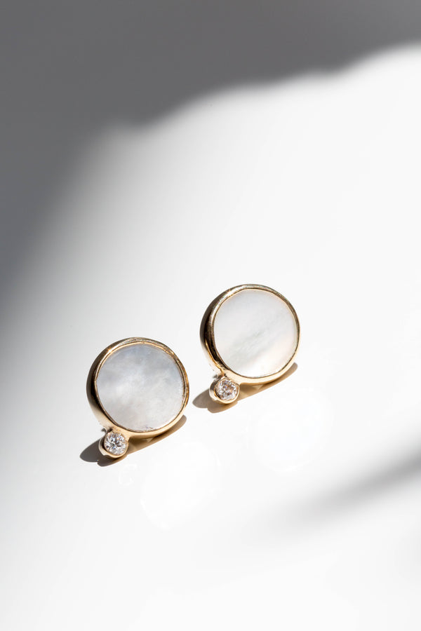 Halcyon Mini Medallion Diamond Studs handcrafted in New Mexico