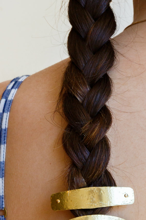 Person wearing Vanderzee Bar Barrettes in hair with braids