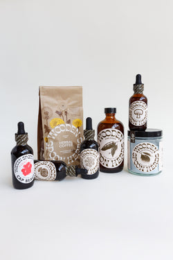 A lineup of Wooden Spoon Herbs products